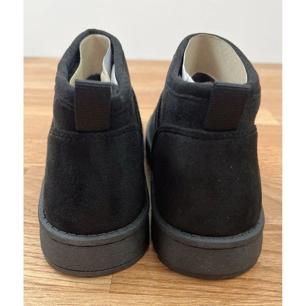 Sonoma Kazz Youth Girls Size‎ 1 Micro Fiber Ankle Boots Faux Fur Lined BlackNEW